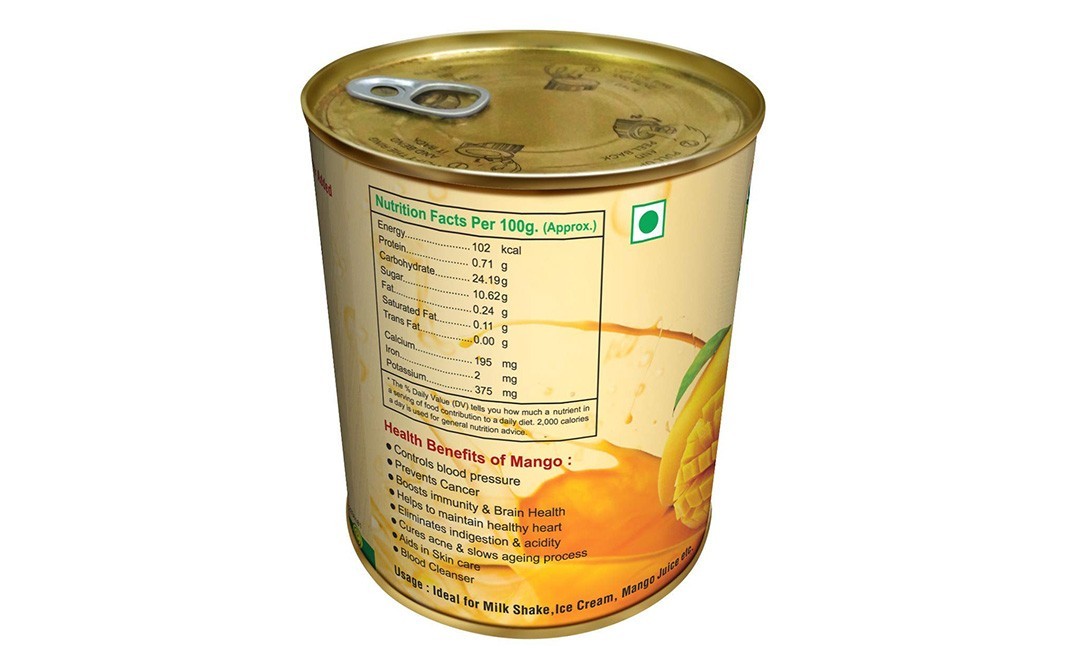 Karbanik Kutch Kesar Mango Pulp   Tin  850 grams